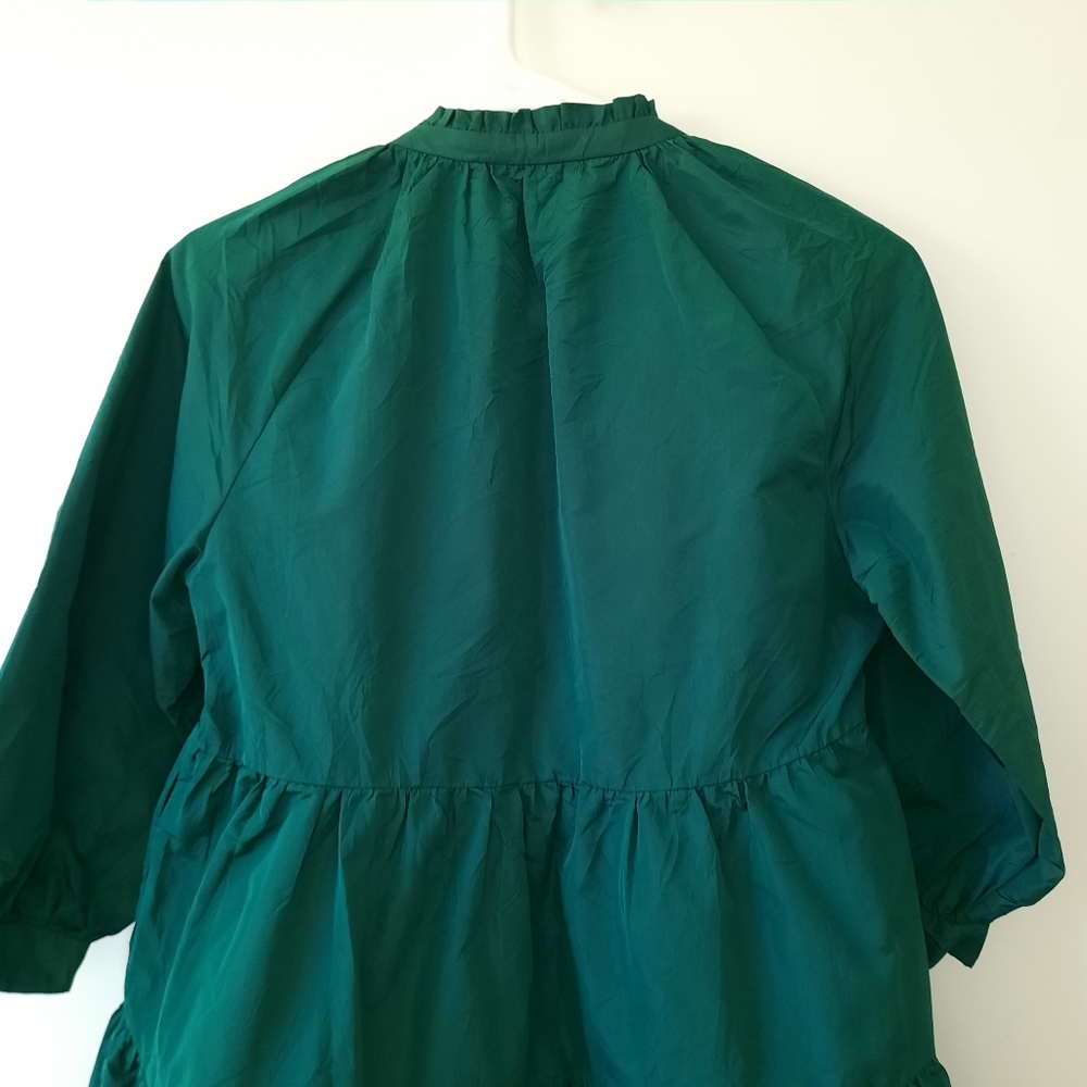 Zara Voluminous Taffeta Green Tiered Min Dress Bloggers Favorite Balloon Sleeve - Picture 8 of 16
